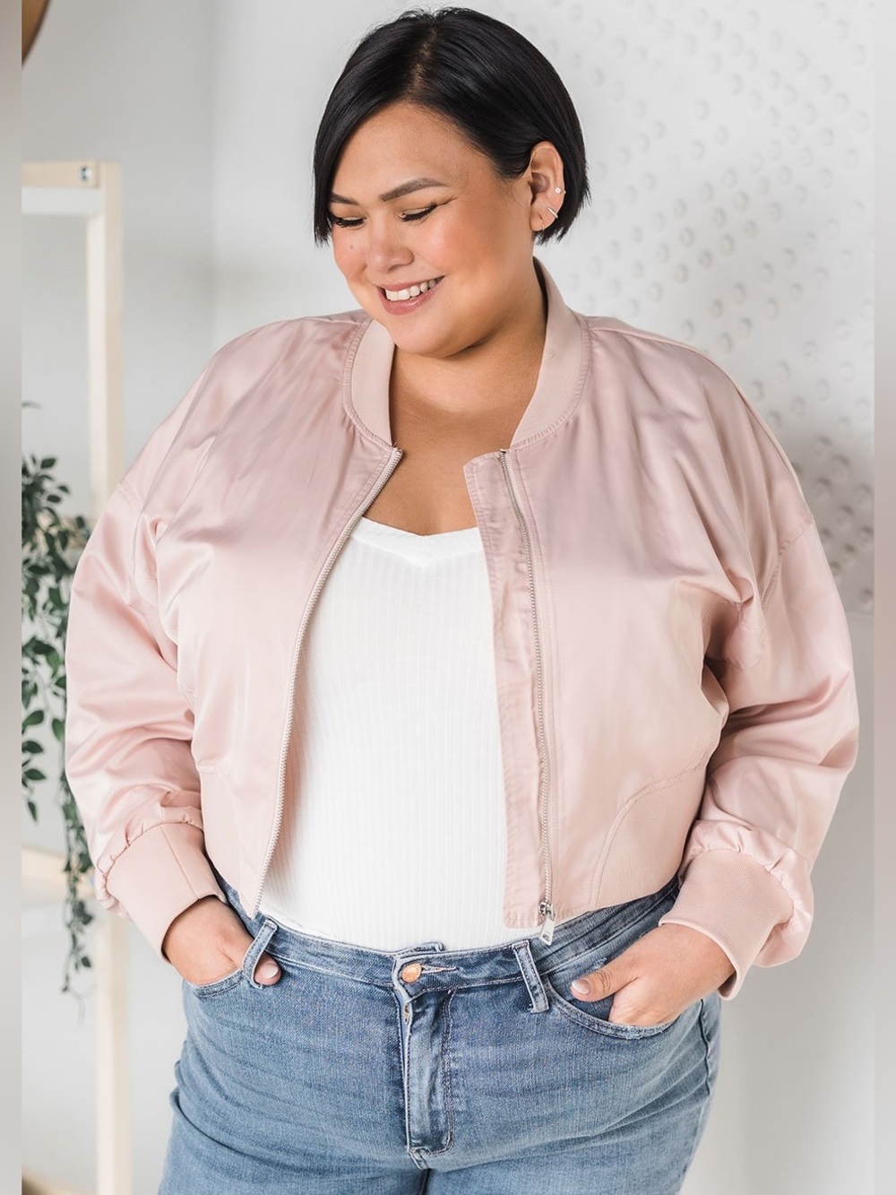 Rebel Bomber Jacket (NWT) Rose, Size Small